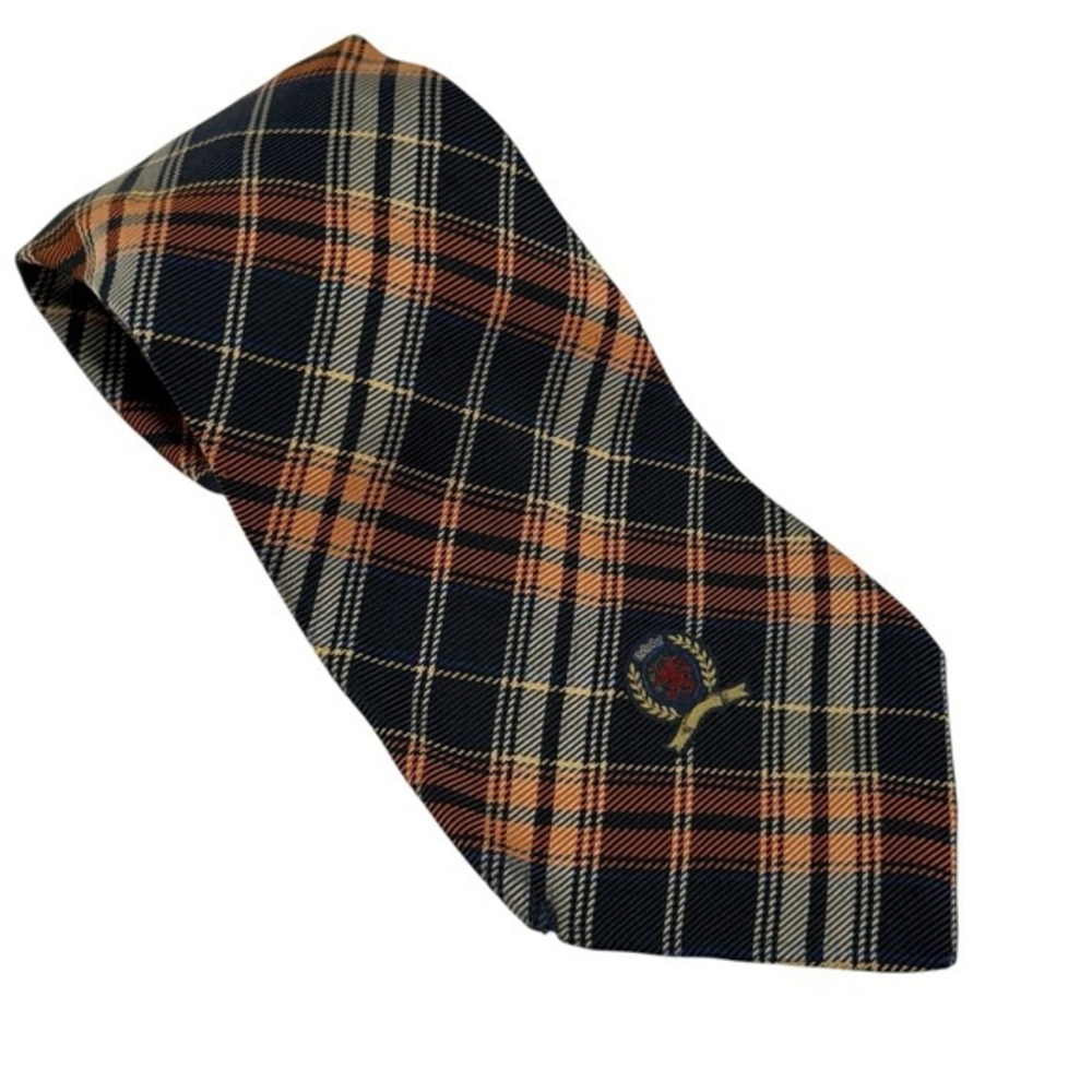 Tommy Hilfiger Plaid Neck Tie 100% Silk